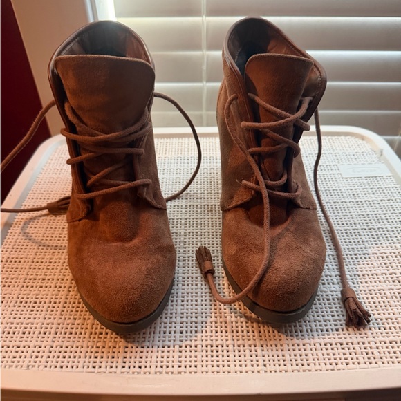 Madden Girl Brown Suede Wedge Booties - Picture 2 of 6